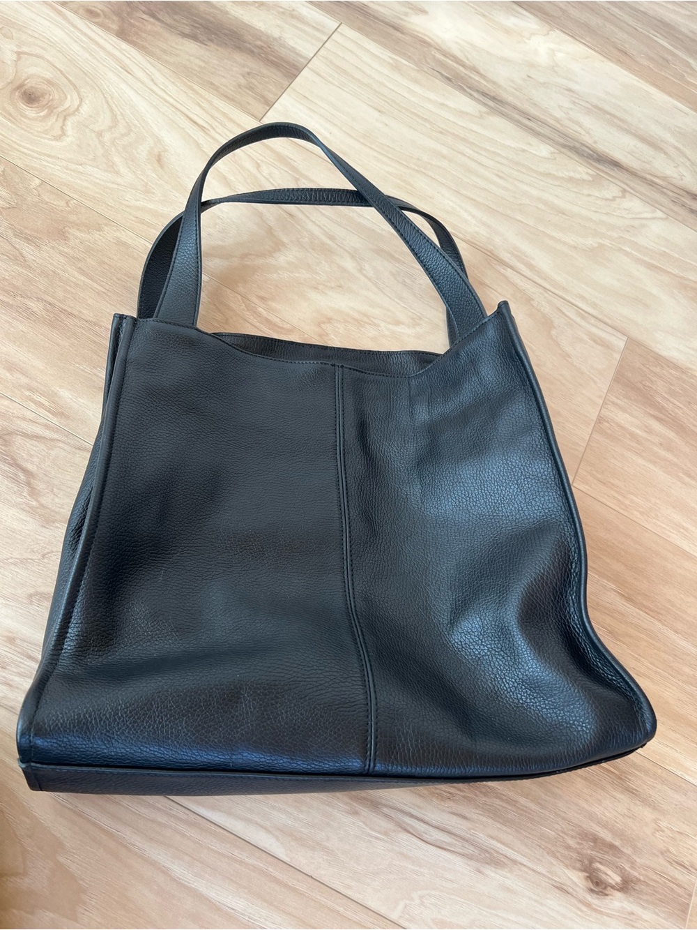 Classic Black Leather Tote Bag - Women's Shoulder Bag